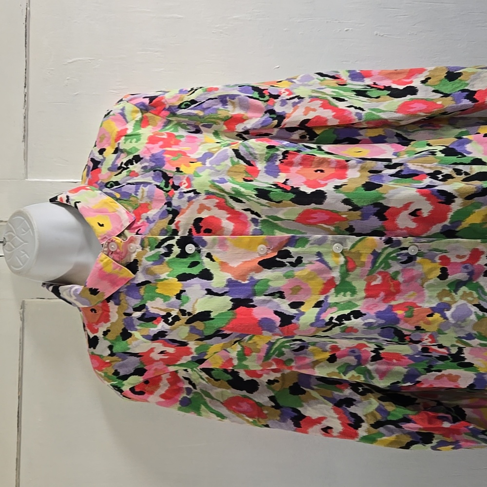 LIZ CLAIBORNE FLORAL BUTTON FRONT BLOUSE.  #6605